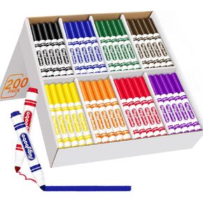 Aigybobo 200 Count Washable Markers Bulk, 8 Assorted Colors, Broad Line Markers for School, Markers Bulk Pack Classroom for Kids, Back to School Supplies Classroom Essentials for Teachers