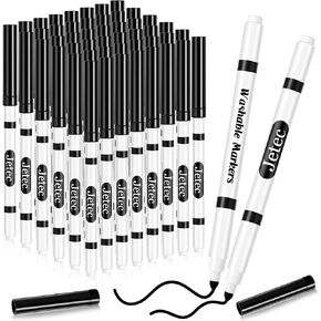Janlaugh 48 Pcs Line Washable Markers Bulk Black Fine Tip Markers Set Coloring Markers for Kids Thin Washable Markers Black Tips Markers for Art School Supplies, Back to School Supplies, Ages 6+