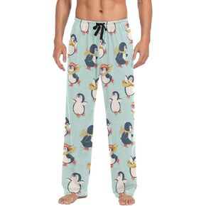 Cute Snowman Pajama Pants for Men Lounge Pants with Pockets Drawstring Mens Pajama Bottoms Men Sleep PJ Pants