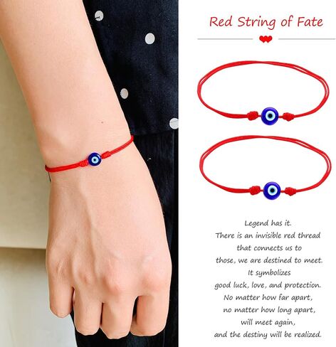 Set of 2Pcs Red String Bracelet for Women Men,Handmade Lucky Protection Couple Matching Bracelets Adjustable Kabbalah Evil Eye Tibetan Long Distance Bracelet Friendship, Graduation Gift in Saudi Arabia