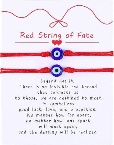 Set of 2Pcs Red String Bracelet for Women Men,Handmade Lucky Protection Couple Matching Bracelets Adjustable Kabbalah Evil Eye Tibetan Long Distance Bracelet Friendship, Graduation Gift in Saudi Arabia
