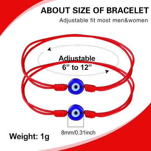 Set of 2Pcs Red String Bracelet for Women Men,Handmade Lucky Protection Couple Matching Bracelets Adjustable Kabbalah Evil Eye Tibetan Long Distance Bracelet Friendship, Graduation Gift in Saudi Arabia