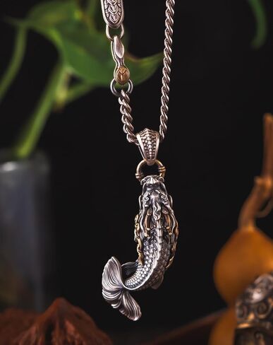 COPPERTIST.WU Dragon Fish Pendant for Necklace, Brass Charm Fish Keychain DIY Handmade Jewelry Gift Accessories for Men Women in Kuwait