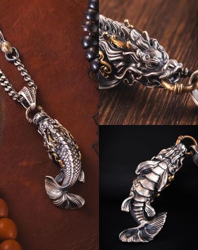 COPPERTIST.WU Dragon Fish Pendant for Necklace, Brass Charm Fish Keychain DIY Handmade Jewelry Gift Accessories for Men Women in Kuwait