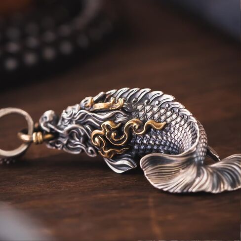 COPPERTIST.WU Dragon Fish Pendant for Necklace, Brass Charm Fish Keychain DIY Handmade Jewelry Gift Accessories for Men Women in Kuwait