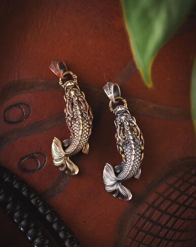 COPPERTIST.WU Dragon Fish Pendant for Necklace, Brass Charm Fish Keychain DIY Handmade Jewelry Gift Accessories for Men Women in Kuwait