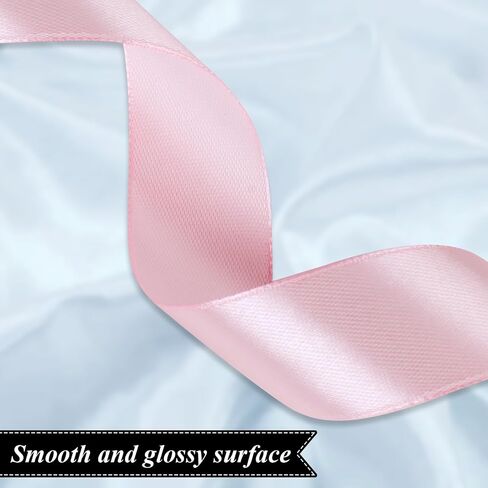 Phinus 2 Roll 1 inch Pink Ribbon, 24 Yards Pink Satin Ribbon, Light Pink Ribbon, Fabric Ribbon for Flower Bouquet, Pink Ribbon for Gift Wrapping, Ribbon Pink for Wedding, Handmade Bows and Craft in Saudi Arabia