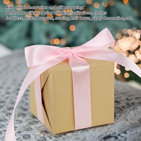 Phinus 2 Roll 1 inch Pink Ribbon, 24 Yards Pink Satin Ribbon, Light Pink Ribbon, Fabric Ribbon for Flower Bouquet, Pink Ribbon for Gift Wrapping, Ribbon Pink for Wedding, Handmade Bows and Craft in Saudi Arabia