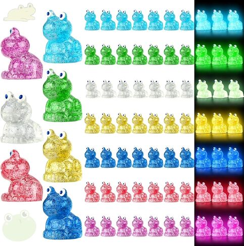 100 Pcs Luminous Mini Resin Ducks Glitter Miniature Figures Tiny Ducks for DIY Fairy Garden Micro Landscape Aquarium Hide and Seek Prank Dollhouse Cake Potted Plants Decoration (10 Colors) in Kuwait