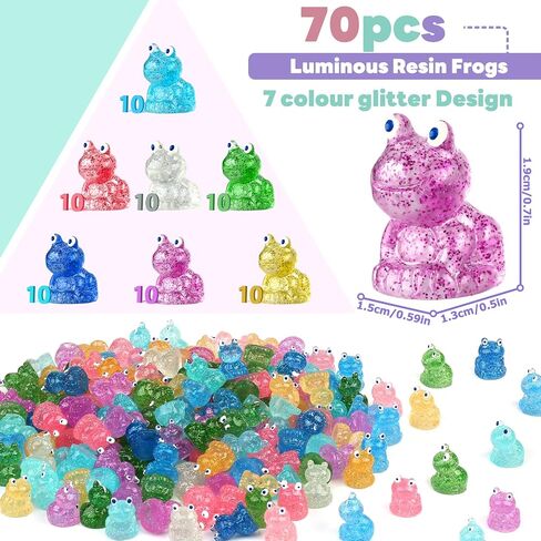100 Pcs Luminous Mini Resin Ducks Glitter Miniature Figures Tiny Ducks for DIY Fairy Garden Micro Landscape Aquarium Hide and Seek Prank Dollhouse Cake Potted Plants Decoration (10 Colors) in Kuwait