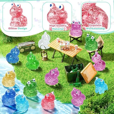 100 Pcs Luminous Mini Resin Ducks Glitter Miniature Figures Tiny Ducks for DIY Fairy Garden Micro Landscape Aquarium Hide and Seek Prank Dollhouse Cake Potted Plants Decoration (10 Colors) in Kuwait
