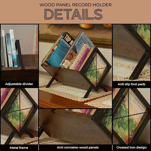 RecordGroove Vinyl Record Holder, 80-100 LP Vinyl Record Storage Rack, Wooden & Metal Album Storage Rack - For Albums, Books, Magazines & Office Storage in Saudi Arabia