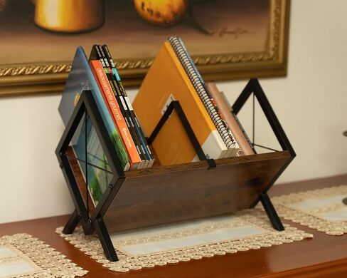 RecordGroove Vinyl Record Holder, 80-100 LP Vinyl Record Storage Rack, Wooden & Metal Album Storage Rack - For Albums, Books, Magazines & Office Storage in Saudi Arabia