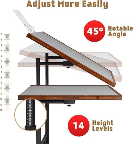 Puzzle Table with Drawers, 1500 Piece Jigsaw Puzzle Board with Wood Cover and Shelf, Tiltable and 14 Level Height Adjustable, Foldable Puzzle Table with Wheels for Adults Puzzle Enthusiasts in Saudi Arabia