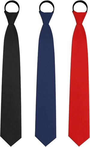 Black Ties for Men Pre-Tied Zipper Tie 3.15" Solid Color Neckties for Men in Saudi Arabia