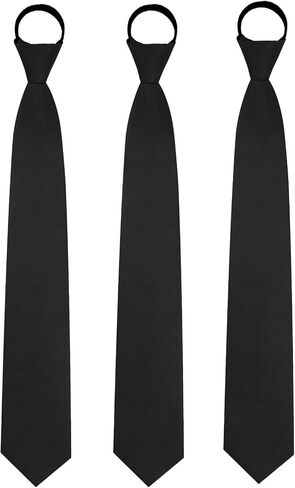 Black Ties for Men Pre-Tied Zipper Tie 3.15" Solid Color Neckties for Men in Saudi Arabia