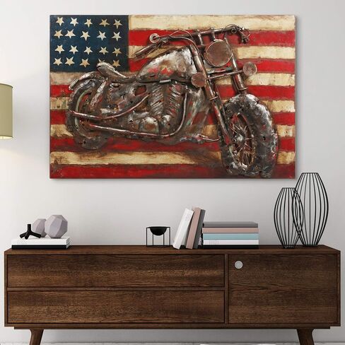 Empire Art Direct Motorcycle 1 Mixed Media Iron Hand Painted Dimensional Wall Art Ready to Hang, 40" x 40" x 3.1" in Saudi Arabia