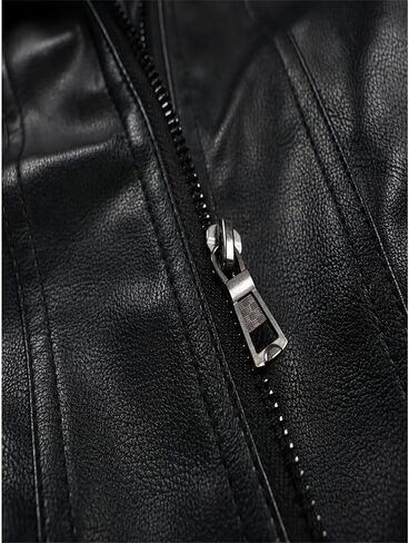 INVACHI Men's Casual Faux Leather Jacket Motorcycle Bomber Stand Collar Jacket with Removable Hood in Kuwait