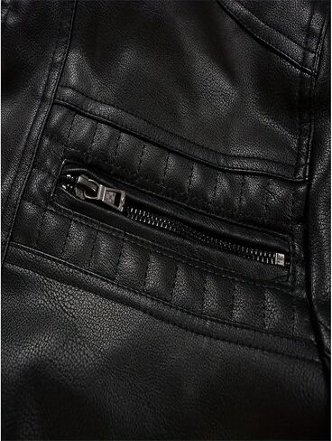 INVACHI Men's Casual Faux Leather Jacket Motorcycle Bomber Stand Collar Jacket with Removable Hood in Kuwait