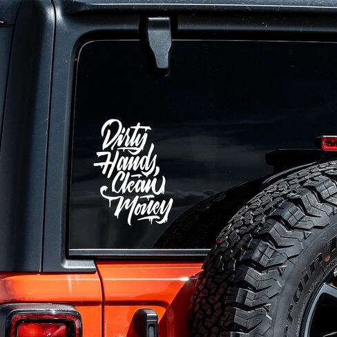 GRITKULTURE Dirty-Hands-Clean-Money Decal Sticker for Vehicle Truck Bumper Cars Window Wall Mirror Decoration (White) in Saudi Arabia