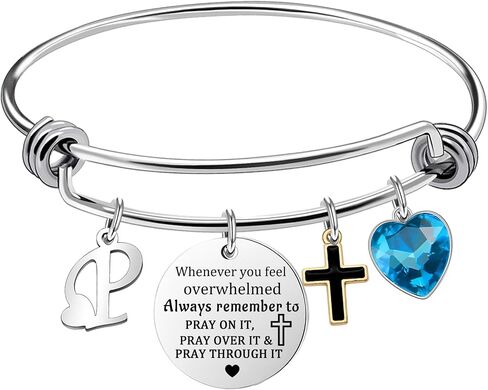 Inspirational Bracelet for Women, Initial Letter Charm bracelet for Female Cross Motivational Gifts for Her Daughter Sister Friends Back to School Birthday Christmas Presents in Kuwait