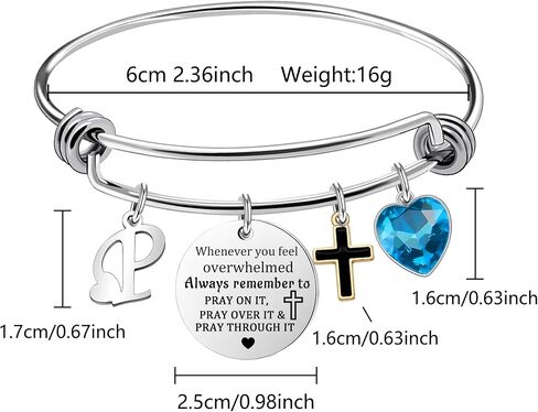 Inspirational Bracelet for Women, Initial Letter Charm bracelet for Female Cross Motivational Gifts for Her Daughter Sister Friends Back to School Birthday Christmas Presents in Kuwait