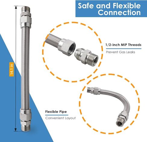 0L4836A خط الوقود المرن 3/4"، بدون PVC، استبدل OE # 0D3031، خراطيم مرنة لإمداد الوقود من الفولاذ المقاوم للصدأ in Kuwait
