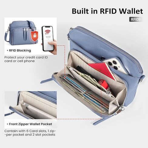 befen Genuine Leather Crossbody Purses for Women, Women's Small Crossbody Shoulder Bag with Built in RFID Wallet in Saudi Arabia