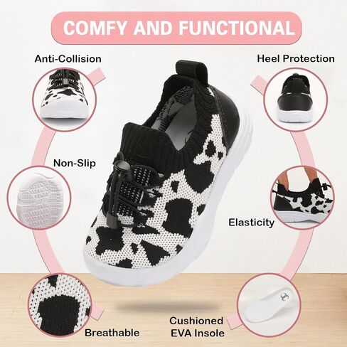 Scurtain Toddler Shoes Boys Girls Tennis Shoes Kids Barefoot Shoes Slip on Sneakers Breathable Walking Running Shoes in Saudi Arabia