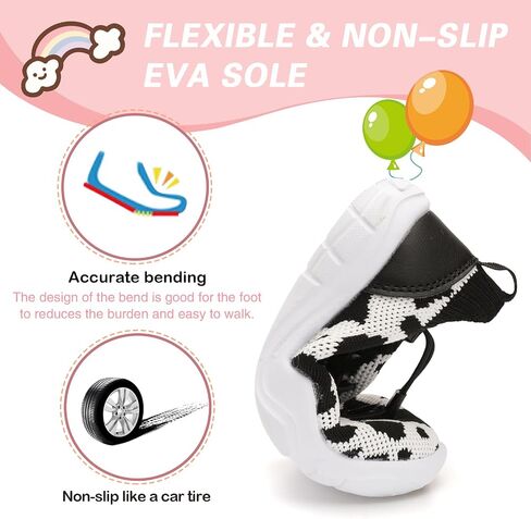 Scurtain Toddler Shoes Boys Girls Tennis Shoes Kids Barefoot Shoes Slip on Sneakers Breathable Walking Running Shoes in Saudi Arabia