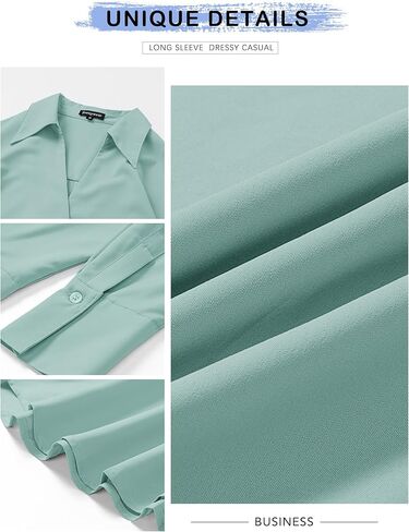 بلوزة عمل نسائية من Prettywear بأكمام طويلة بياقة على شكل V قمصان رسمية للمكتب ملابس علوية فضفاضة غير رسمية 2024 in Kuwait