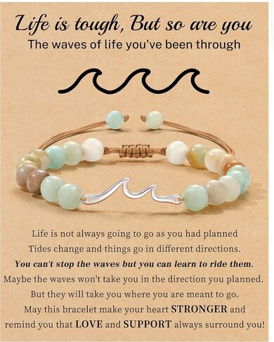 Inspirational Gifts for Women Wave Bracelet Encouragement Gifts Natural Stone Beaded Bracelets Life Is Tough Cheer Up Spiritual Thoughtful Get Weel Gifts Birthday Anniversary Jewelry in Kuwait