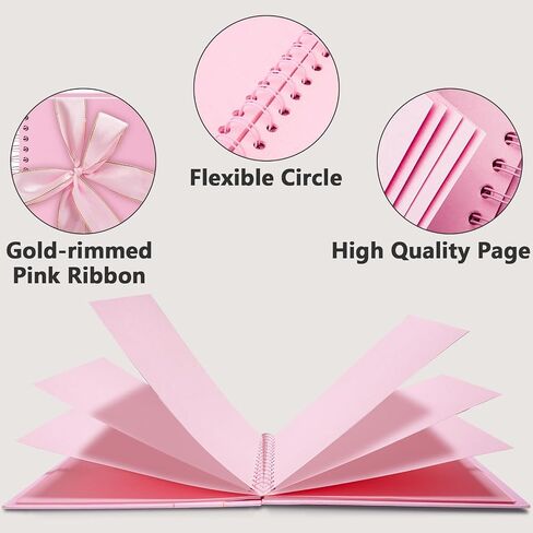 ألبوم صور سجل القصاصات Vienrose، كتاب الذاكرة، ألبوم الزفاف، سجل القصاصات DIY، 8.07 × 8.07 بوصة، 40 صفحة، غطاء ورق كرافت صلب مع 3 ملصقات زوايا، مثالي لمجلات السفر، سجلات الأطفال باللون الوردي in Saudi Arabia