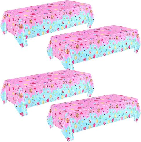 2 Pieces Candyland Plastic Tablecloth Candyland Party Decorations Candyland Table Cover Colorful Lollipop Table Covers for Candy Land Birthday Baby Shower Party Supplies in Kuwait