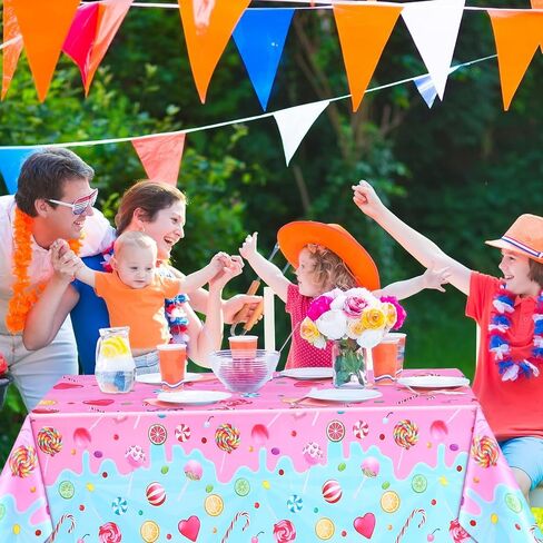 2 Pieces Candyland Plastic Tablecloth Candyland Party Decorations Candyland Table Cover Colorful Lollipop Table Covers for Candy Land Birthday Baby Shower Party Supplies in Kuwait