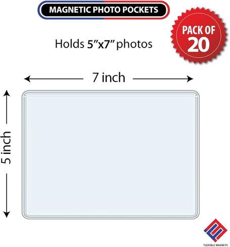 Magnetic Photo Holders for Refrigerator - Magnetic Photo Picture Frames - White Magnetic Photo Pockets - Holds 5x7 Photos (10) in Saudi Arabia