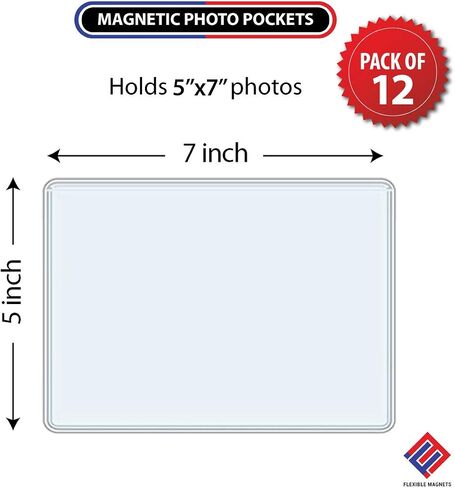 Magnetic Photo Holders for Refrigerator - Magnetic Photo Picture Frames - White Magnetic Photo Pockets - Holds 5x7 Photos (10) in Saudi Arabia