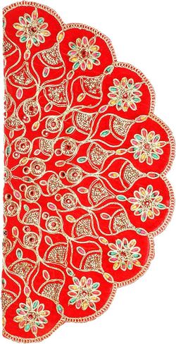 Decorative Mat Aasan Round Velvet Pooja Cloth Cloth with Sequence Work for Indian Traditional Multipurpose Pooja Festival Decorations Item & Article (Size :- 17")(Pink) in Saudi Arabia