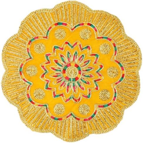 Decorative Mat Aasan Round Velvet Pooja Cloth Cloth with Sequence Work for Indian Traditional Multipurpose Pooja Festival Decorations Item & Article (Size :- 17")(Pink) in Saudi Arabia
