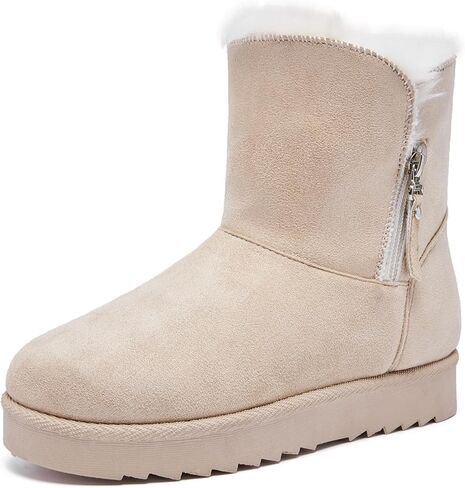 Snow Boots for Women Suede Faux Fur Lining Classic Anti-Slip Warm Winter Booties Slip On Memory Foam Comfort Indoor & Outdoor Ankle Boots in Kuwait
