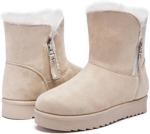 Snow Boots for Women Suede Faux Fur Lining Classic Anti-Slip Warm Winter Booties Slip On Memory Foam Comfort Indoor & Outdoor Ankle Boots in Kuwait