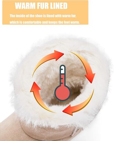 Snow Boots for Women Suede Faux Fur Lining Classic Anti-Slip Warm Winter Booties Slip On Memory Foam Comfort Indoor & Outdoor Ankle Boots in Kuwait