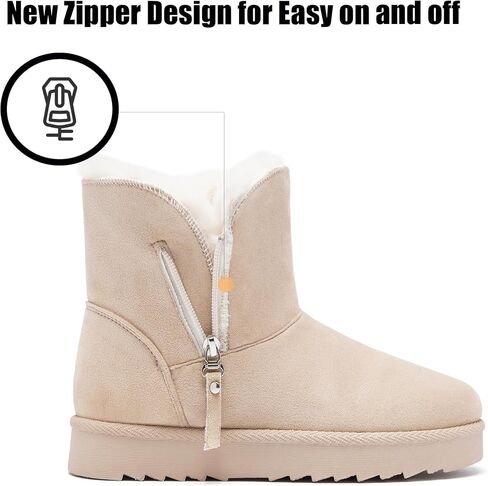 Snow Boots for Women Suede Faux Fur Lining Classic Anti-Slip Warm Winter Booties Slip On Memory Foam Comfort Indoor & Outdoor Ankle Boots in Kuwait