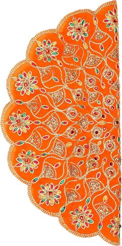 Decorative Mat Aasan Round Velvet Pooja Cloth Cloth with Sequence Work for Indian Traditional Multipurpose Pooja Festival Decorations Item & Article (Size :- 17")(Pink) in Saudi Arabia