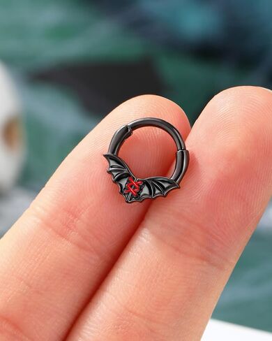 COCHARM Halloween Septum Rings 16G Bat Septum Jewelry Black Helix Daith Earrings for Women Dainty Helix Daith Piercing Jewelry Stainless Steel in Saudi Arabia