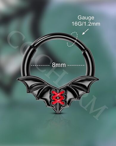 COCHARM Halloween Septum Rings 16G Bat Septum Jewelry Black Helix Daith Earrings for Women Dainty Helix Daith Piercing Jewelry Stainless Steel in Saudi Arabia