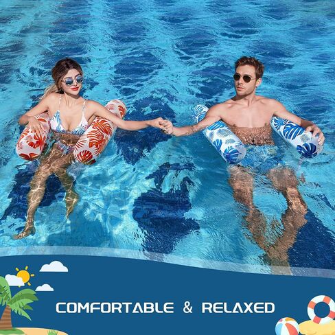 2 Pack Pool Floats Adult - 4-in-1 Pool Floats Hammock, Drifter, Lounge Chair, Saddle, Inflatable Non-Stick PVC Material Pool Float for Vacation in Saudi Arabia