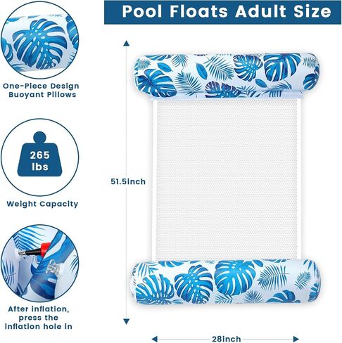 2 Pack Pool Floats Adult - 4-in-1 Pool Floats Hammock, Drifter, Lounge Chair, Saddle, Inflatable Non-Stick PVC Material Pool Float for Vacation in Saudi Arabia