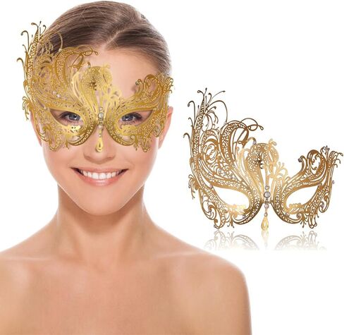 Masquerade Mask for Women Venetian Metal Mask for Party Halloween Costume Cosplay in Saudi Arabia