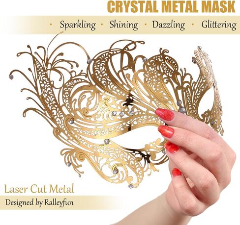 Masquerade Mask for Women Venetian Metal Mask for Party Halloween Costume Cosplay in Saudi Arabia